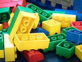 A pile of plastic bricks